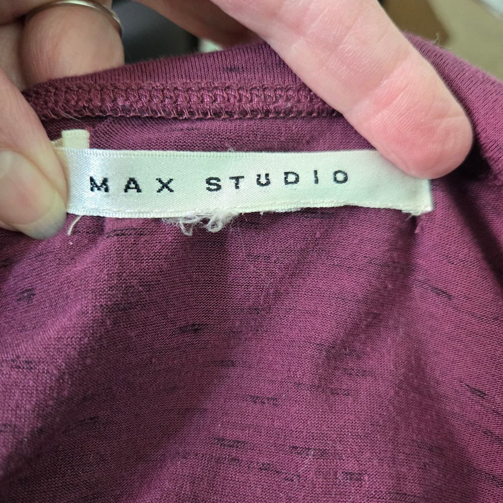 Max Studio Burgundy Slub Knit High-Low Skirt Boho Earthy Flowy Casual Womens M - Picture 4 of 8